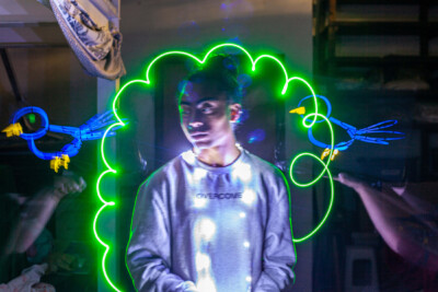 Imagens das aulas de fotografia, animação e light-painting